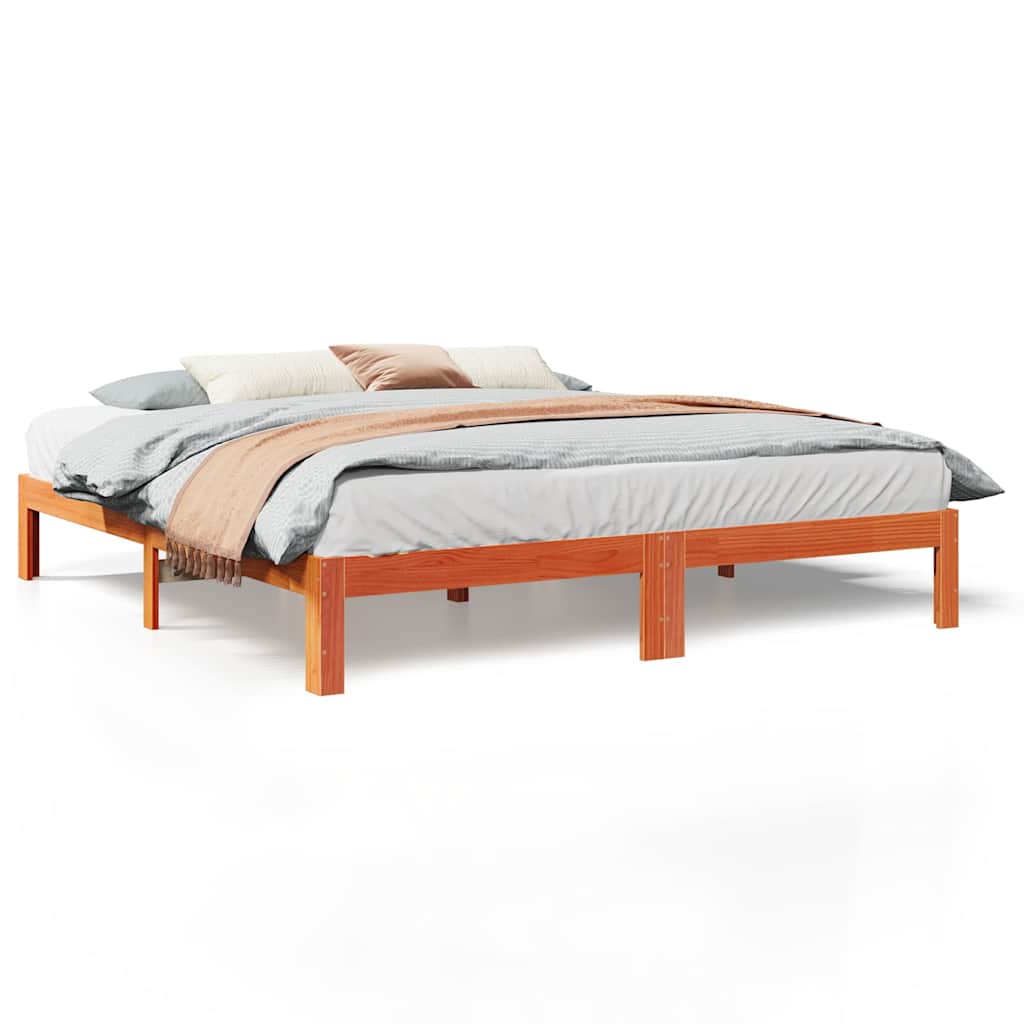 Bed Frame without Mattress Wax Brown 180x200 cm Super King Solid Wood Pine